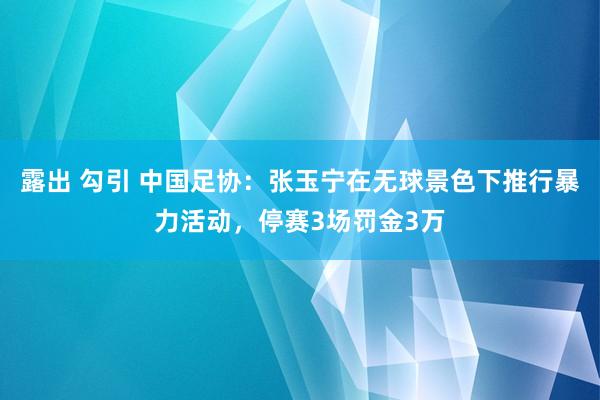 露出 勾引 中国足协：张玉宁在无球景色下推行暴力活动，停赛3场罚金3万