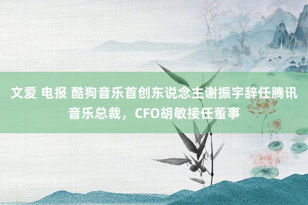 文爱 电报 酷狗音乐首创东说念主谢振宇辞任腾讯音乐总裁，CFO胡敏接任董事